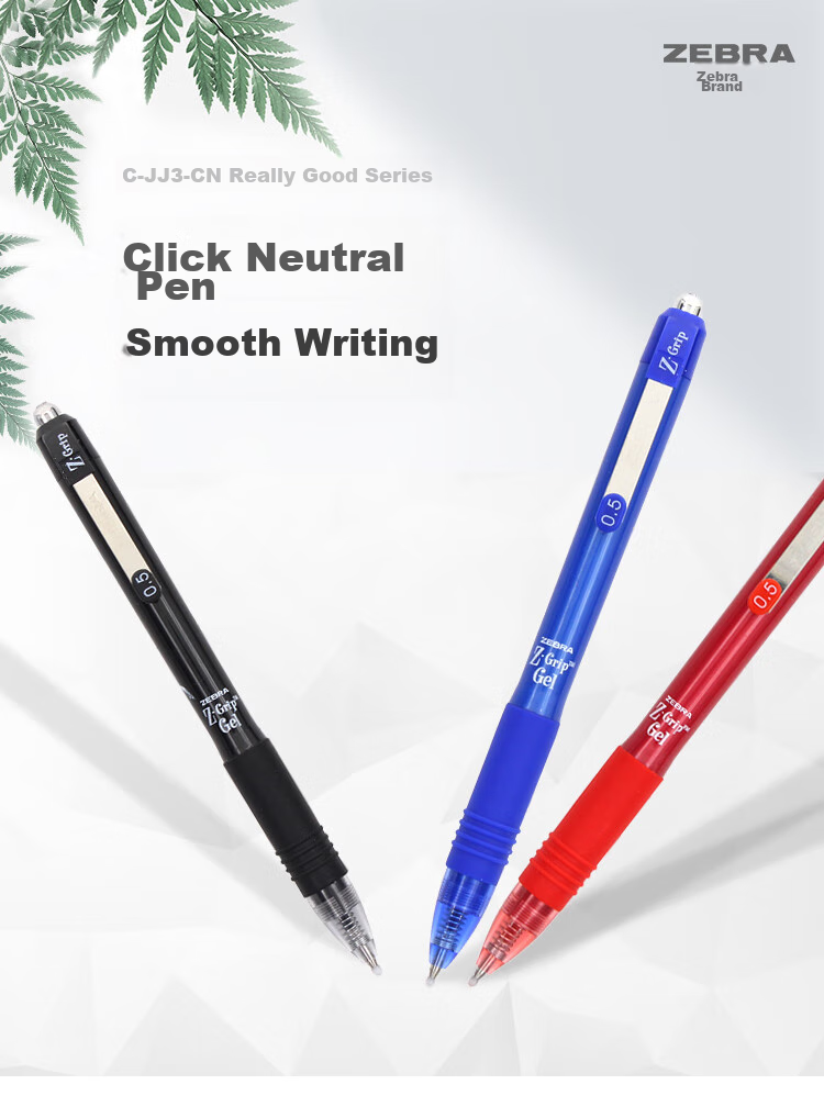 ZEBRA Bullet Tip Gel Pen 0.5mm Zhenhao Series Teacher's Correction Student Note Annotation Signing Pen C-JJ3 Red 5-Pack 1