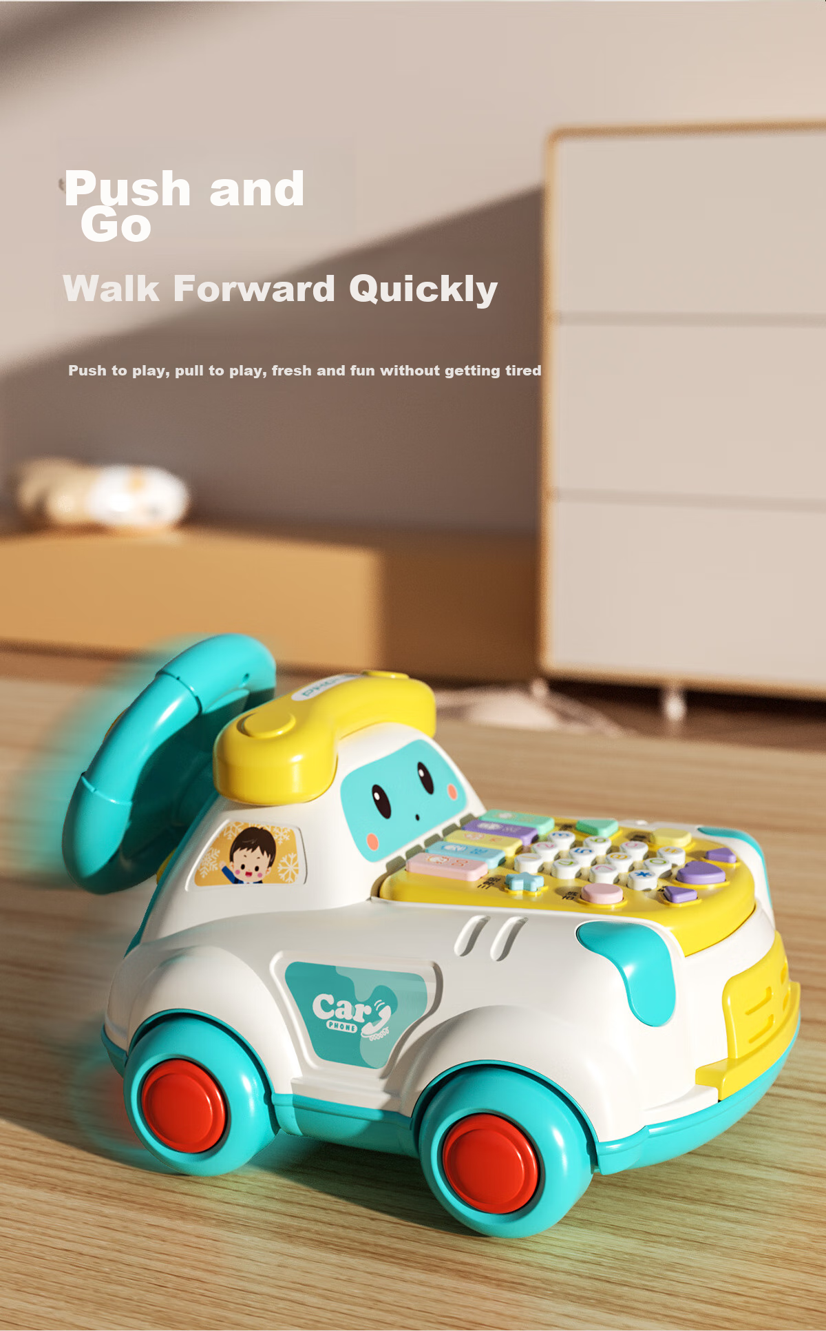 Xinge Children's Telephone Toy, Baby Early Education, Multifunctional Realistic Landline Phone, Car-Themed Birthday Gift for Toddlers 13