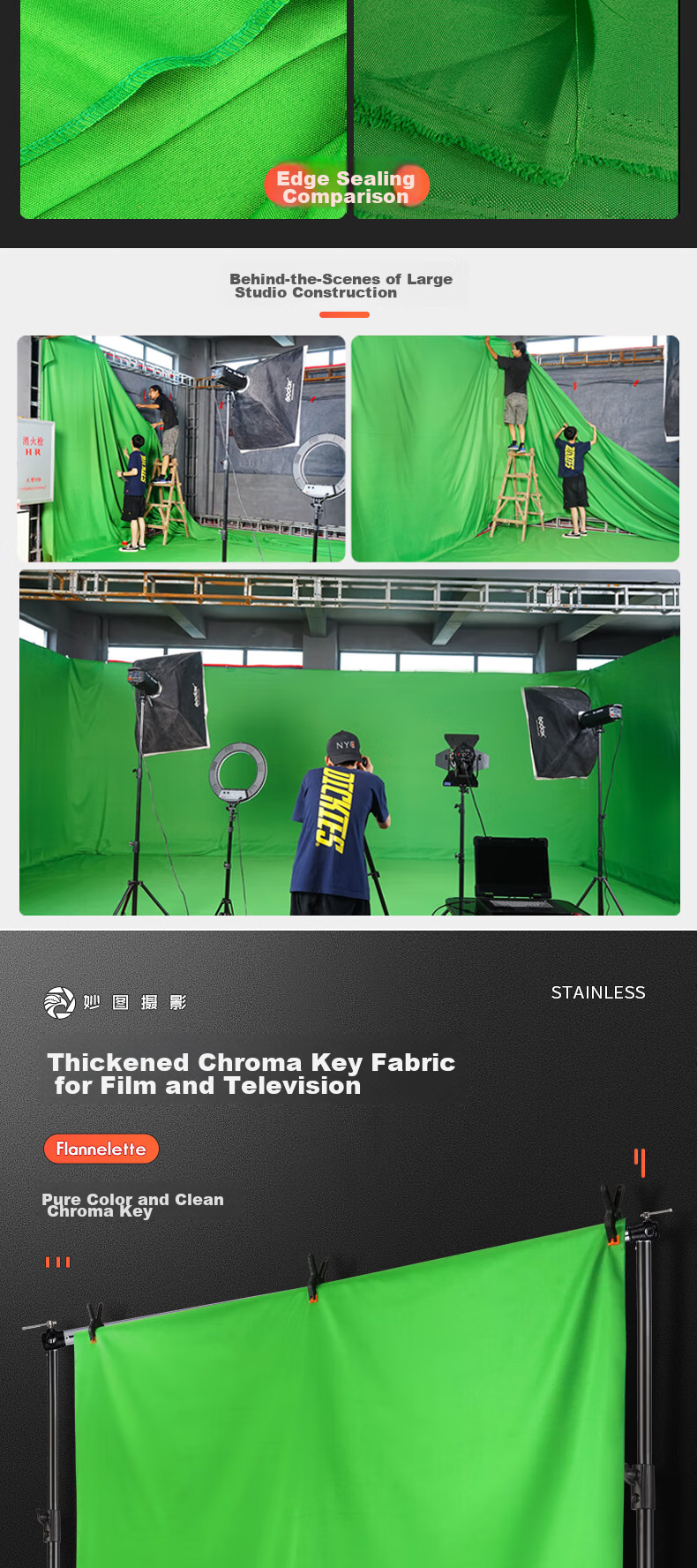 AMBITFUL Thickened 2*3 Meter Live Streaming Green Screen Chroma Key Cloth Photography Backdrop Green Cloth Background for ID Photos Shooting Solid Color Background Stand Green Cloth 2