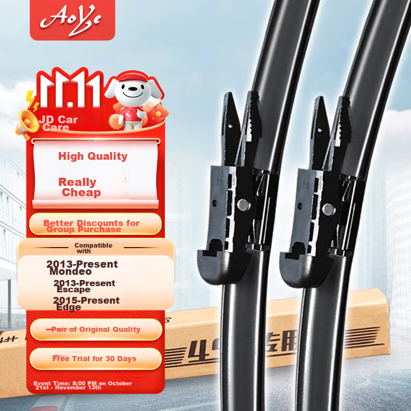 Aoye Windshield Wipers for Ford Mondeo 13-20/13 Kuga Boneless Wiper Blades, Front Windshield Wipers, 1 Pair, 28+28 Inches