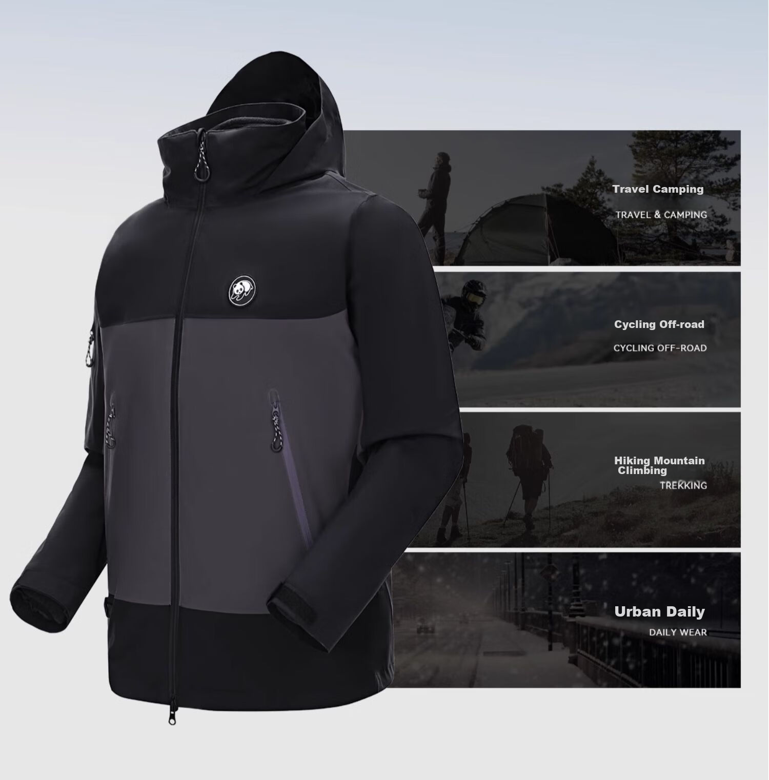 CAMEL Panda Three-In Outdoor Waterproof Windproof Jacket Hiking Mountaineering Coat Autumn Winter Men's Women's Style 1613 17