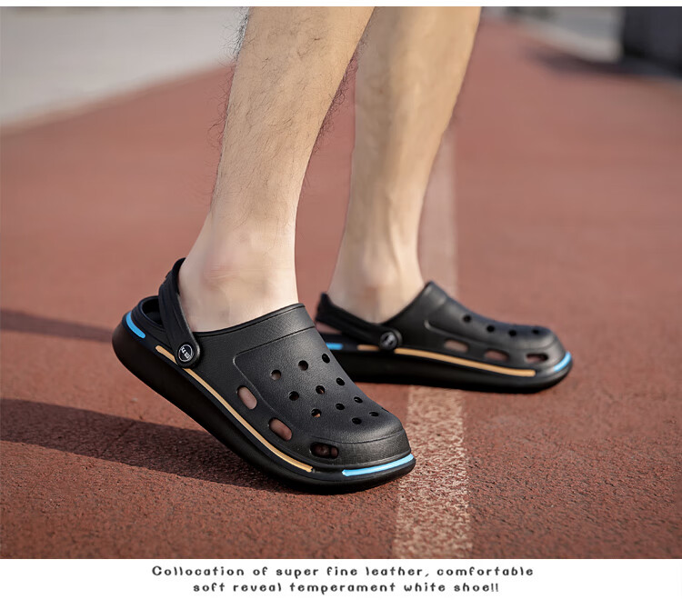 Warrior Men's Outdoor Durable Beach Sandals Breathable Soft Sole Clogs WXL(SD)-0048 Black Size 43 8