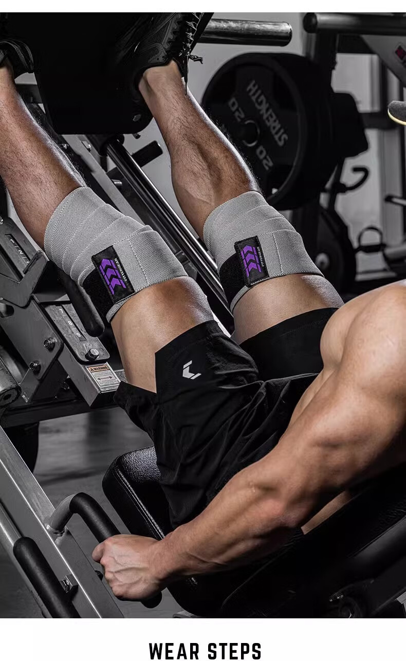 FITTER GEAR Men's Weightlifting Knee Sleeves Elastic Squat Knee Wraps Powerlifting Training Support Gear 6
