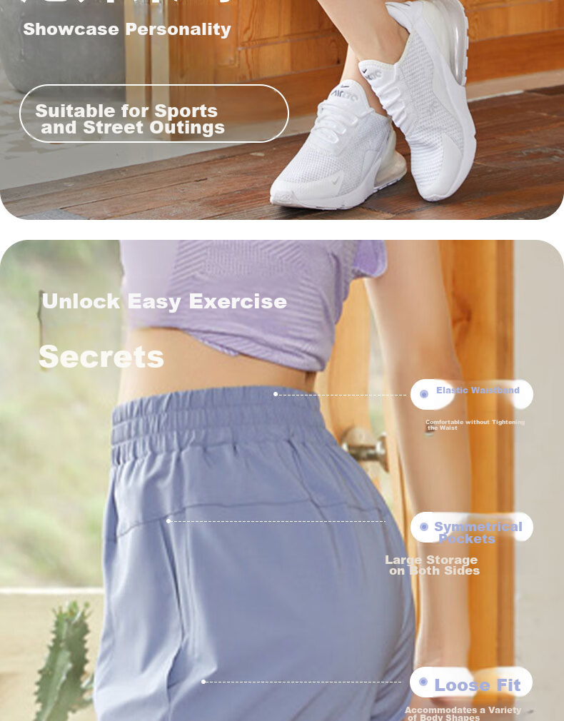XUEXIMAN Yoga Sports Shorts for Women, Loose-Fitting Slimming Breathable Fitness Casual Pants Running Training Summer Cool Mid-Length Shorts 2