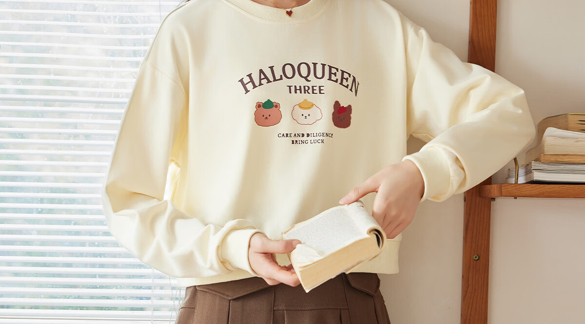 Halo Queen Women's Sweatshirt, Spring And Autumn Round Neck, Little Bear Christmas Outfit, Fashionable Loose Top Jacket H143W1002 63