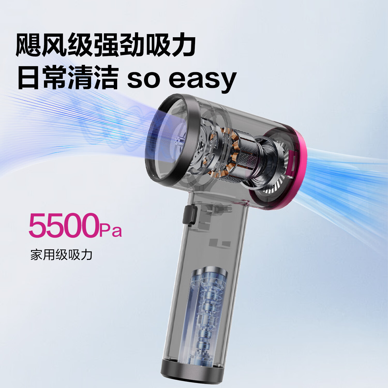 Deli Cordless Car Vacuum Cleaner, 5500pa Powerful Suction, 3C Certified, Long Battery Life, Low Noise, Compact Portable Vacuum Cleaner for Car And Home Use
