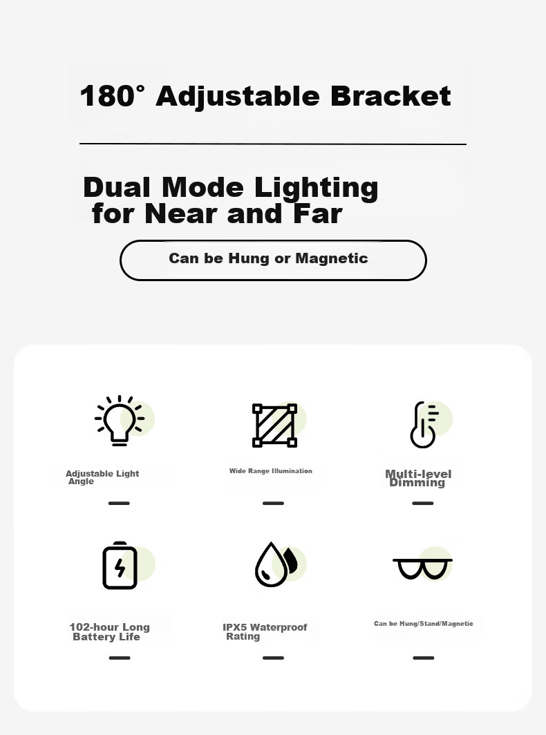 MOBIGARDEN Magnetic Outdoor Camping Waterproof Multi-Mode Work Light Tool Lamp NX23673008 Teak Color 4