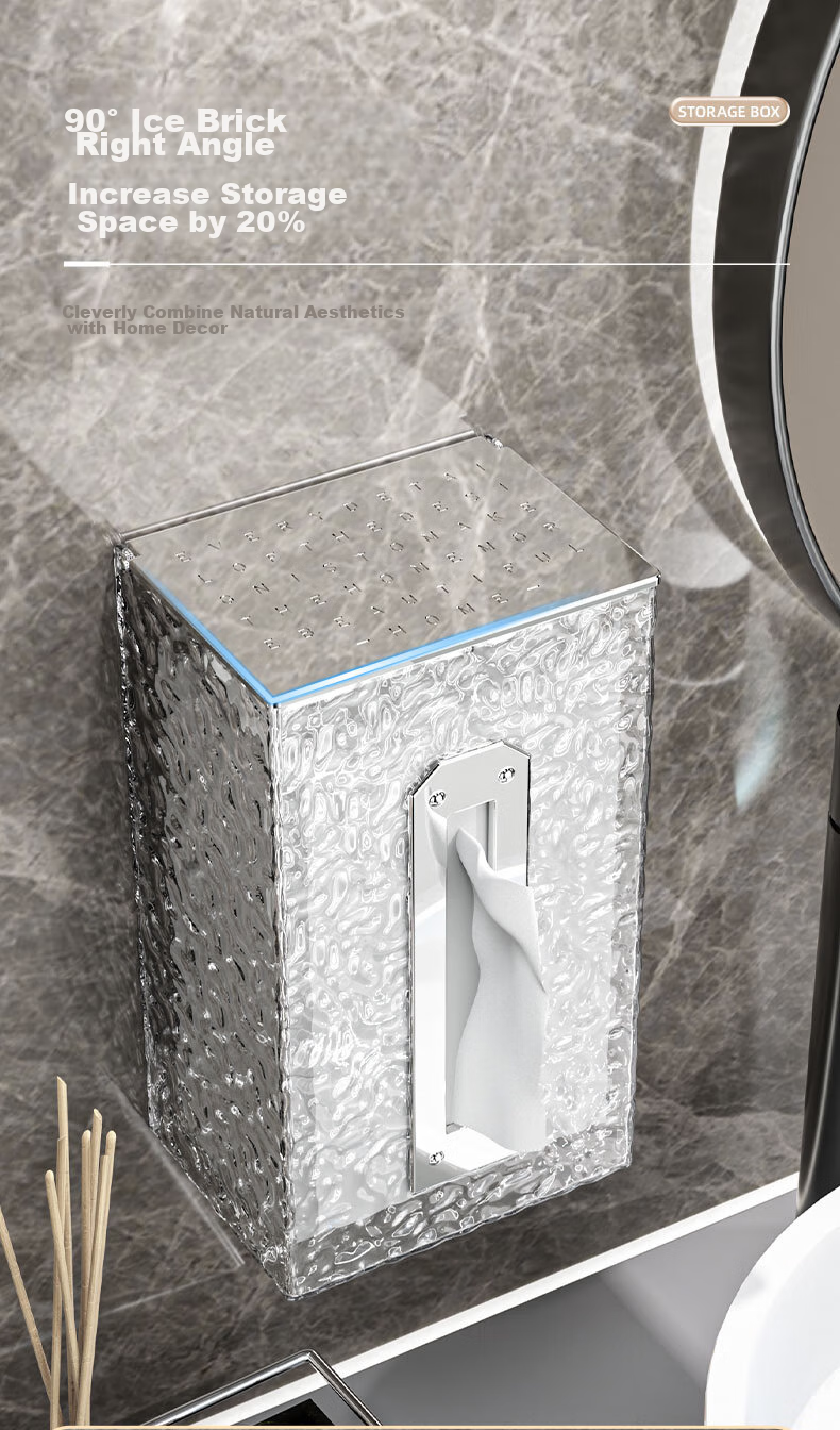 Bydoll Facial Tissue Storage Box, Wall-Mounted Anti-Drop PET Material Adhesive Holder for Bathroom And Living Room 4