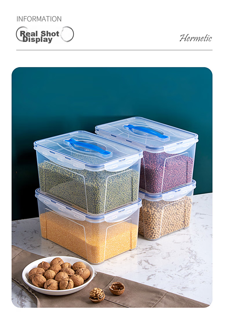 JEKO&JEKO Refrigerator Storage Box, Food-Grade Kitchen Sealed Container, Egg Storage Box, Airtight Storage Box, 5L Capacity, Set of 4 13