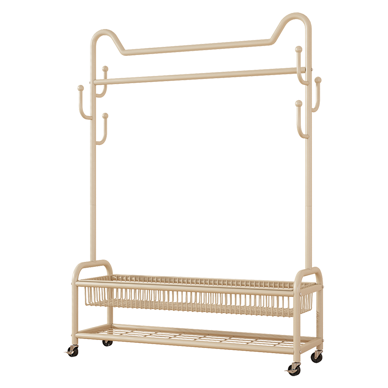 Shengnuoyilin Coat Rack, Bedroom Floor-Standing Clothes Hanger, Space-Saving Balcony Clothes Hanger, Storage Rack with Double Layers, 60cm
