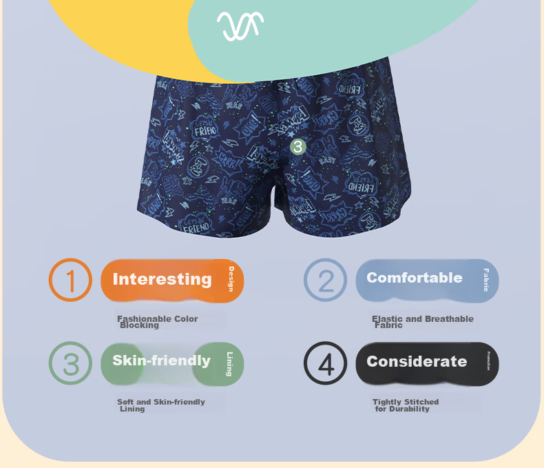 Li-Ning Children's Swimwear, Boys' Two-Piece Swimsuit, Comfortable Anti-Embarrassment Surfing Suit, 881 Navy Blue, Size 150 6