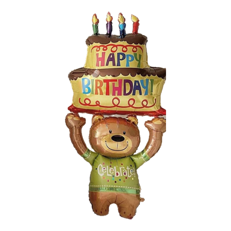 Gongxun Birthday Aluminum Foil Balloon, Children's First Birthday Party Decoration, Birthday Photo Scene Decorations, Teddy Bear