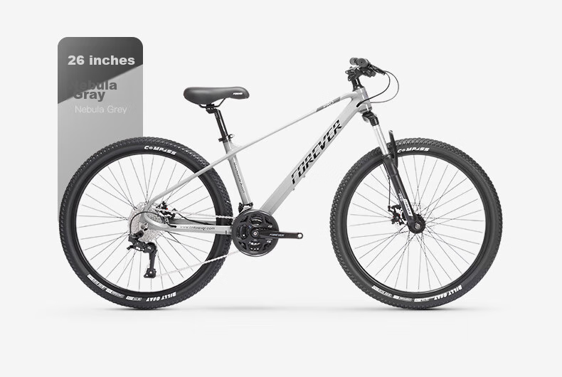 FOREVER Mountain Bike, 27-Speed, 26-Inch, for Men And Women, Adult And Youth, City Off-Road Bicycle, Nebula Gray 43
