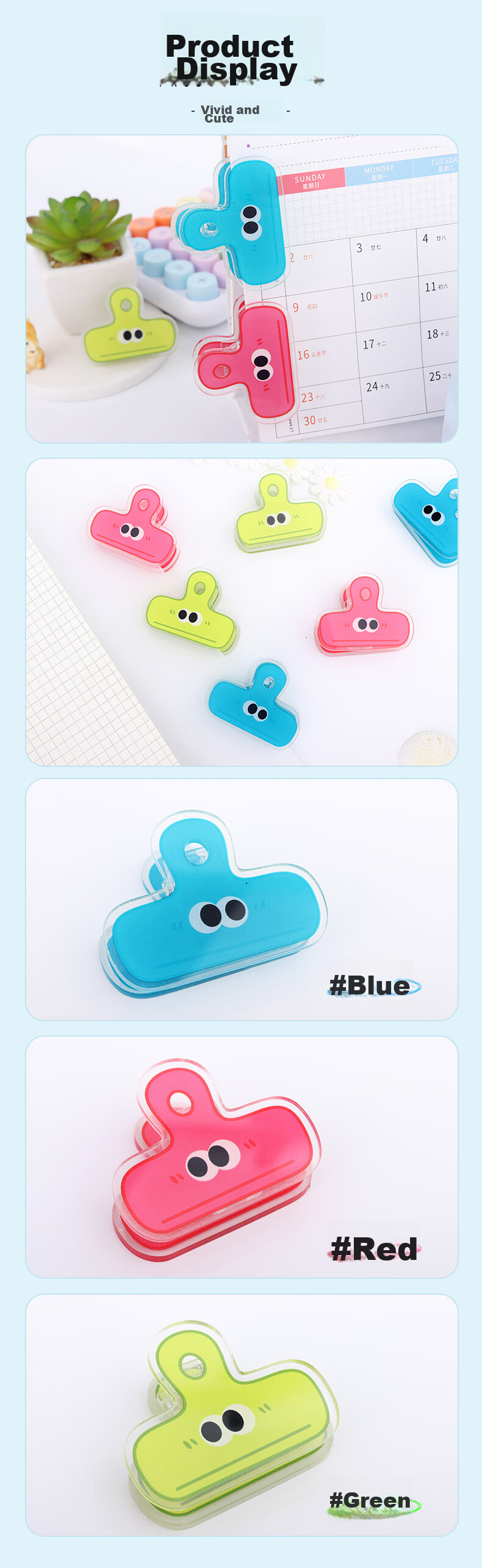 Touch Fish Long Tail Clip, Office Supplies, File And Book Dual-Use, PP Material, Strong Grip, Plastic Material, 3-Pack, Cute Cartoon PP Clips 8