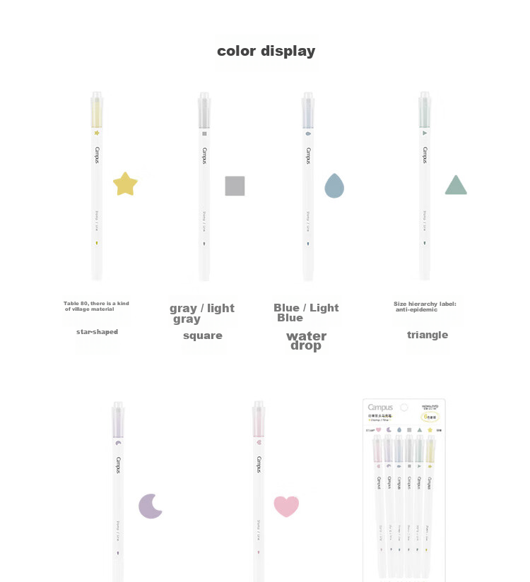 KOKUYO Campus Double-Sided Highlighter Pen, Student Marker for Highlighting And Note-Taking, DIY Stamp Pen for Journaling, Heart/pale Pink, 1 Piece WSG-PMW301P 7