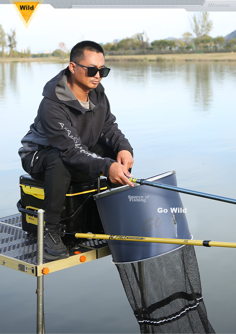 Yuzhiyuan Fishing Net with Reinforced Edges, Thickened Quick-Drying Black Pit Wild Fishing Net Bag, 35cm*2.5m+bag 15