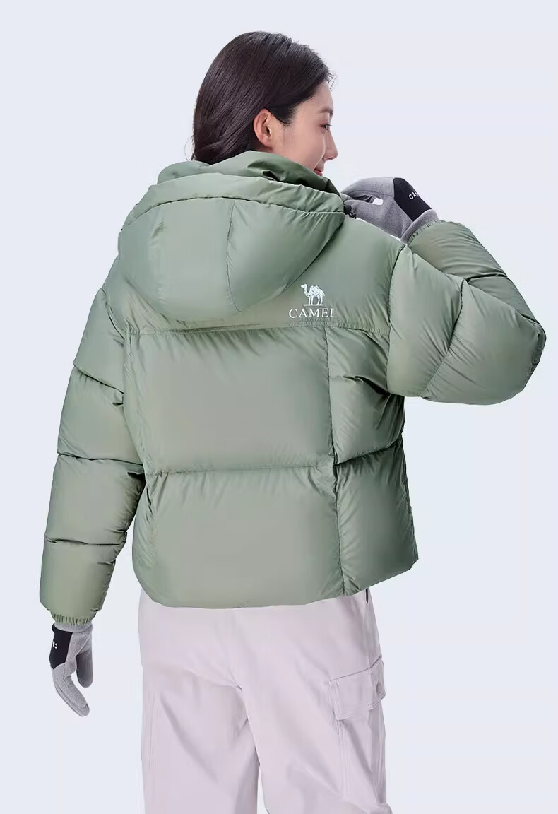 CAMEL [Black Diamond Series] Women's Short Outdoor down Jacket, Ladies' Thickened Warm Hooded Puffer down Coat 23