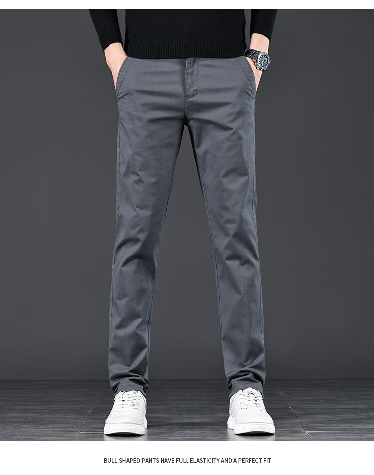 JEEP High-End Men's Casual Pants, New Spring 2026 Style, Loose Straight-Leg, Light Business Pure Cotton Trousers for Me 15