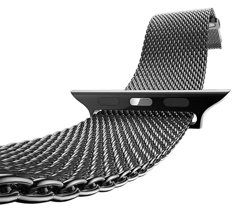 CangHua Compatible with Apple Watch Band Milanese Loop for Apple Watch S12/S11/S10/S9/iWatch S8/SE/Ultra4 Magnetic Metal Band, Black 3