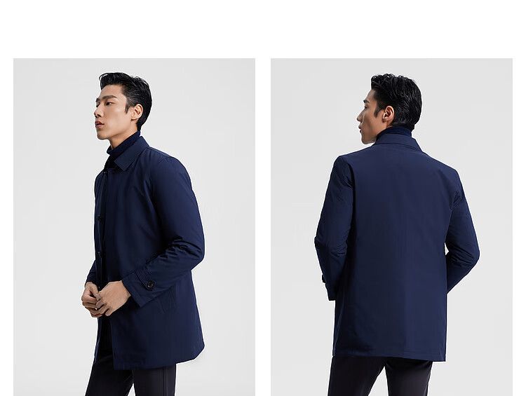 YOUNGOR [Detachable Goose Down Inner Liner Windbreaker] Autumn And Winter Executive Coat, Navy Blue (New), XL (180/100A) 5