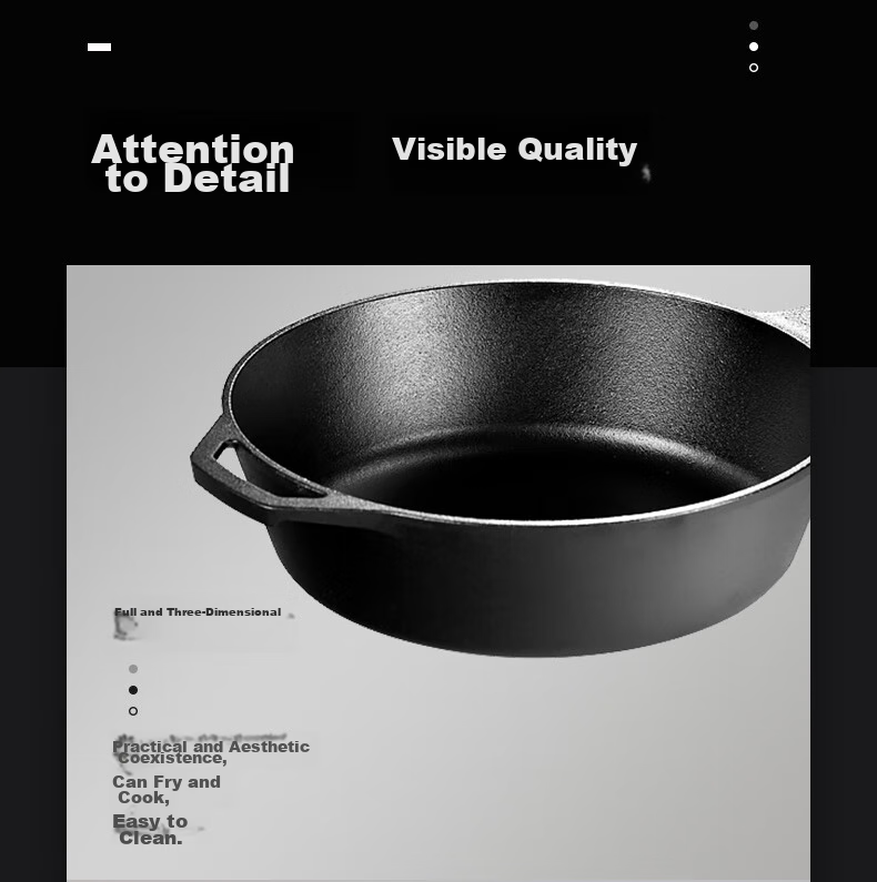LODGE [Imported from USA] 26cm Flat Bottom Deep Frying And Stewing Pot, Non-Coated Non-Stick Cast Iron Pan L8DSK3 13