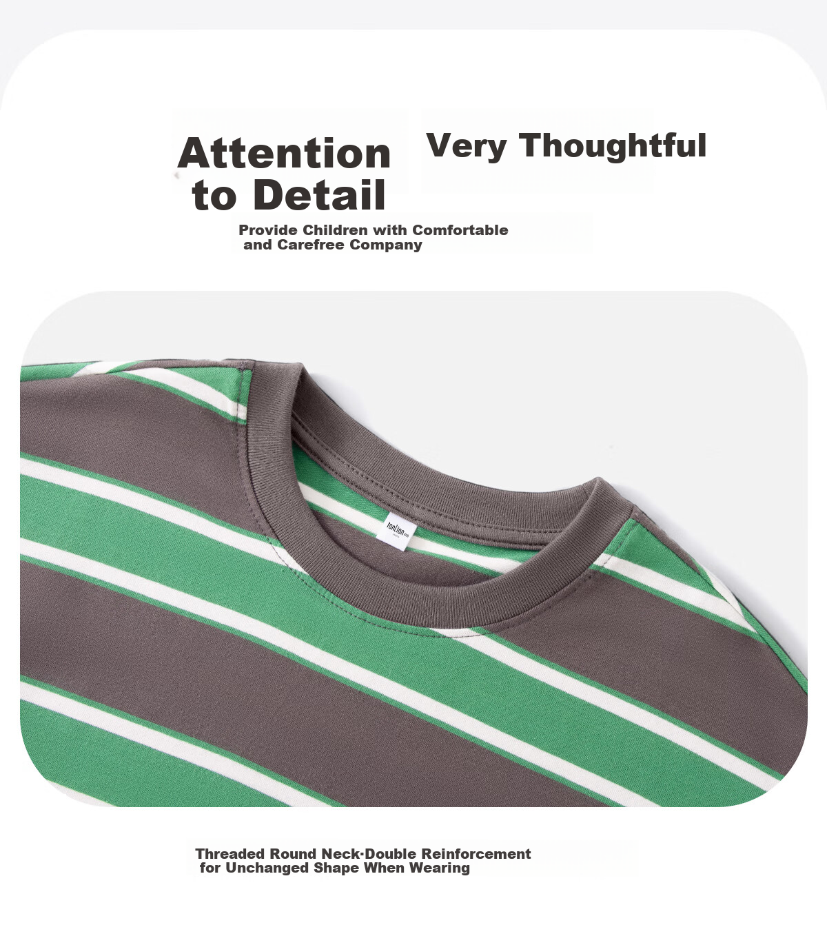 TonLion Boys' Long-Sleeve T-Shirt, Spring And Autumn Thin Style, Casual Top for Older Children, Spring Striped Undershirt, Apricot Green, Size 160 12