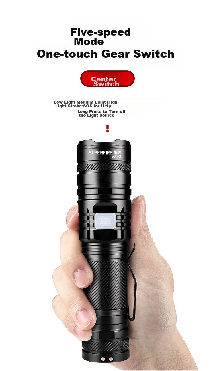 SupFire V8-S Flashlight, High-Intensity Torch, Compact Mini Zoomable Long-Range Ultra-Durable Bright Outdoor Cycling Lamp 9