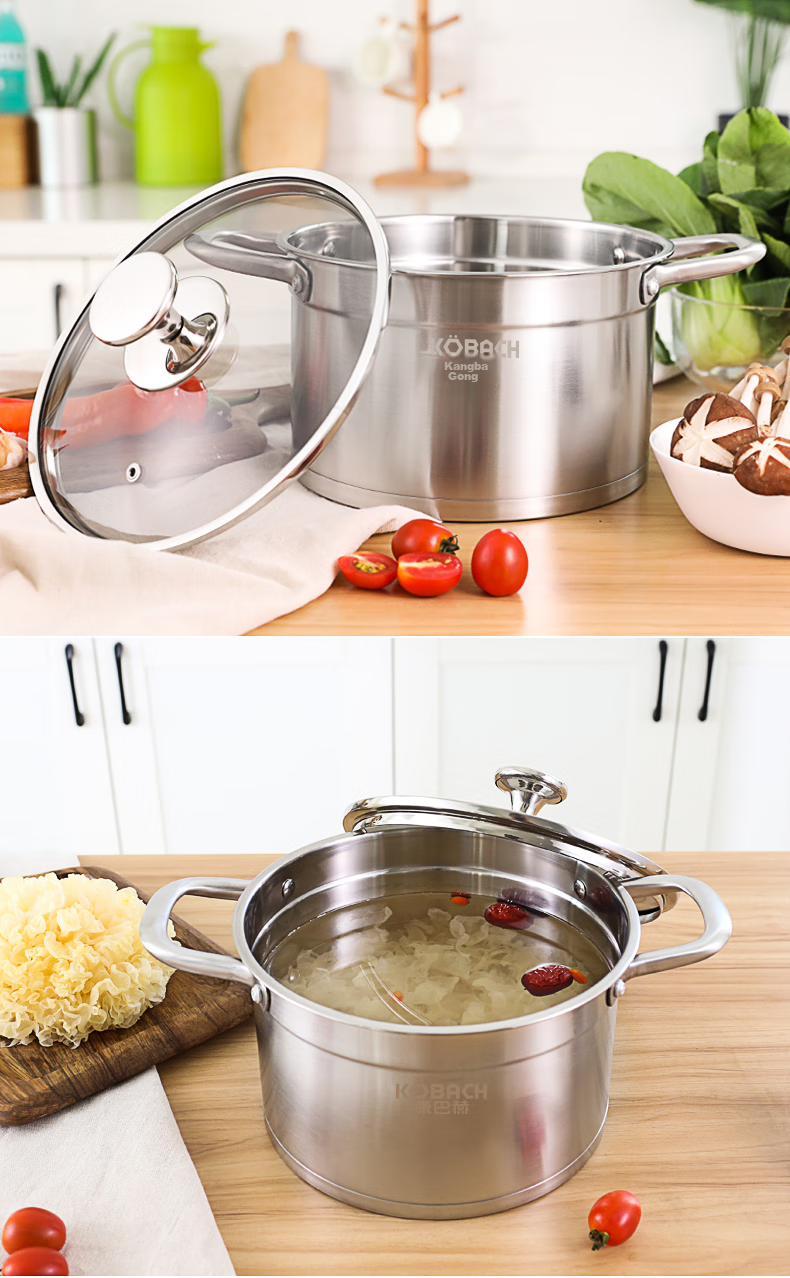 KOBACH 304 Stainless Steel Soup Pot, Double-Handled Stew Pot with Visible Lid, 22cm, Compatible with Induction And Gas Stoves, TOUC22A1 11