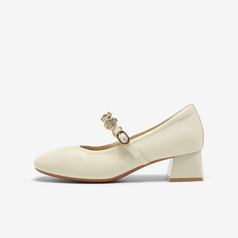 BASTO [Bailinlan] Department Store Lambskin Ballet Mary Jane Shoes, Chunky Heel Women's Pumps A1622AQ5