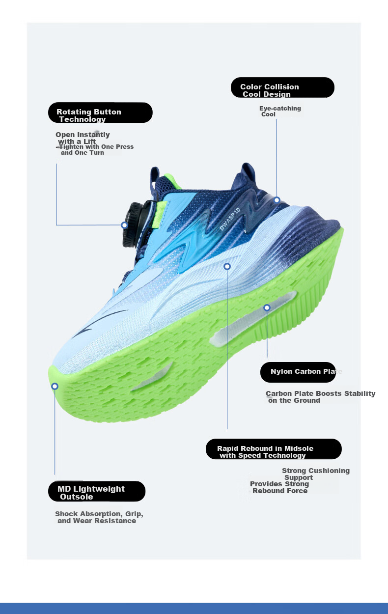 Bumblebee Kids Sports Shoes Boys Spring 2026 Girls Running Shoes D112531315 Dark Blue Moon (Single Mesh) Size 35 2