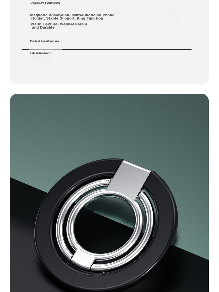 ESCASE Magnetic Ring Holder, Compatible with Apple IPhone 13 Pro Max And Android Phones, IPad Stand for Desktop, MagSafe Metal Alloy Ring, Free Rotation Open/closed Lucky White [With Magnetic Ring] 15