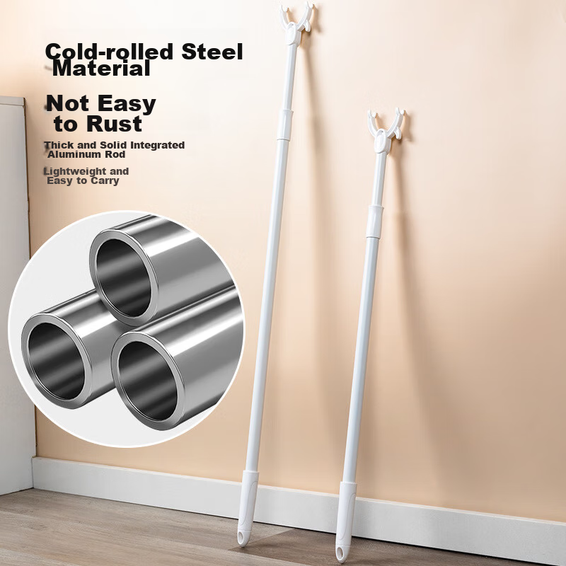 MENGTING Clothes Drying Rack Hanger, Extendable Clothes Support, Clothes Hanger Rod, Light Gray