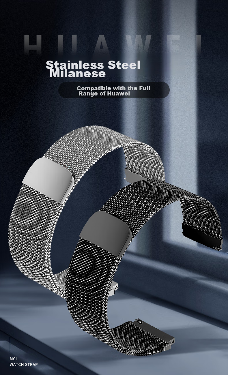 Mashi Compatible with Huawei Watch Bands for Watch5/4/3/GT7/GT6/5/gt4/Pro/Honor Magic2/OPPO X Milanese Magnetic Waterproof Sports Wristband 3