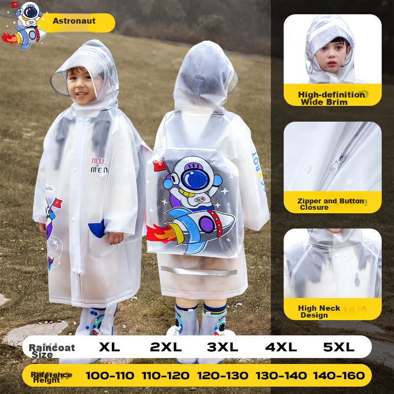 Moremerry Children's Raincoat for Boys And Girls, School Rainwear with Backpack Space, Kindergarten Poncho
