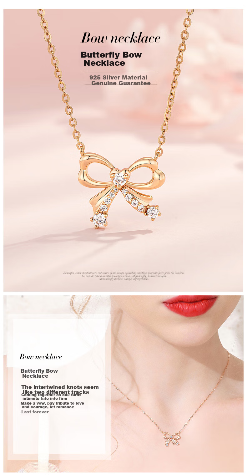 Grace Girl Butterfly Necklace for Women, Fashionable Luxury Rose Gold Jewelry, Anniversary Birthday Gift for Girlfriend 1