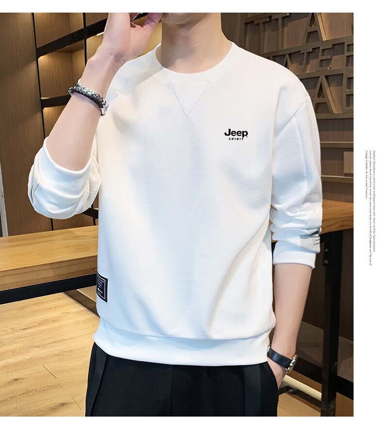 JEEP SPIRIT Men's Sweatshirt, Spring And Autumn Long-Sleeve T-Shirt, Casual Round Neck Pullover for Young And Middle-Aged Men, Gray, XL 13