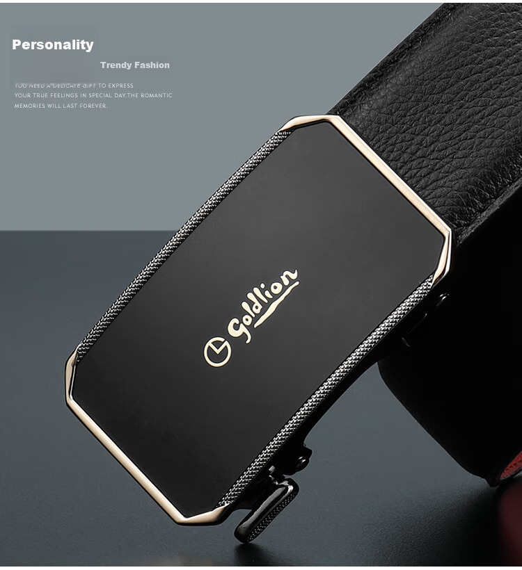 Goldlion Men's Belt, Top-Grain Leather, Automatic Buckle, Red Waistband Gift Box, Zodiac Year Trouser Belt, Birthday Gift 2