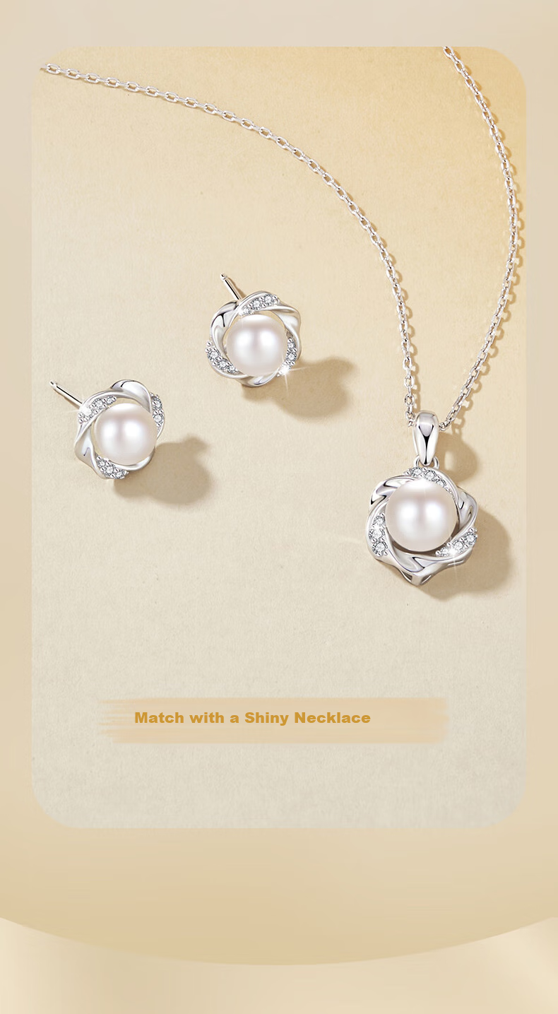 GLTEN Mobius Pearl Silver Stud Earrings for Women, Luxury New Style Birthday Gift for Girlfriend Or Wife on May 20 8