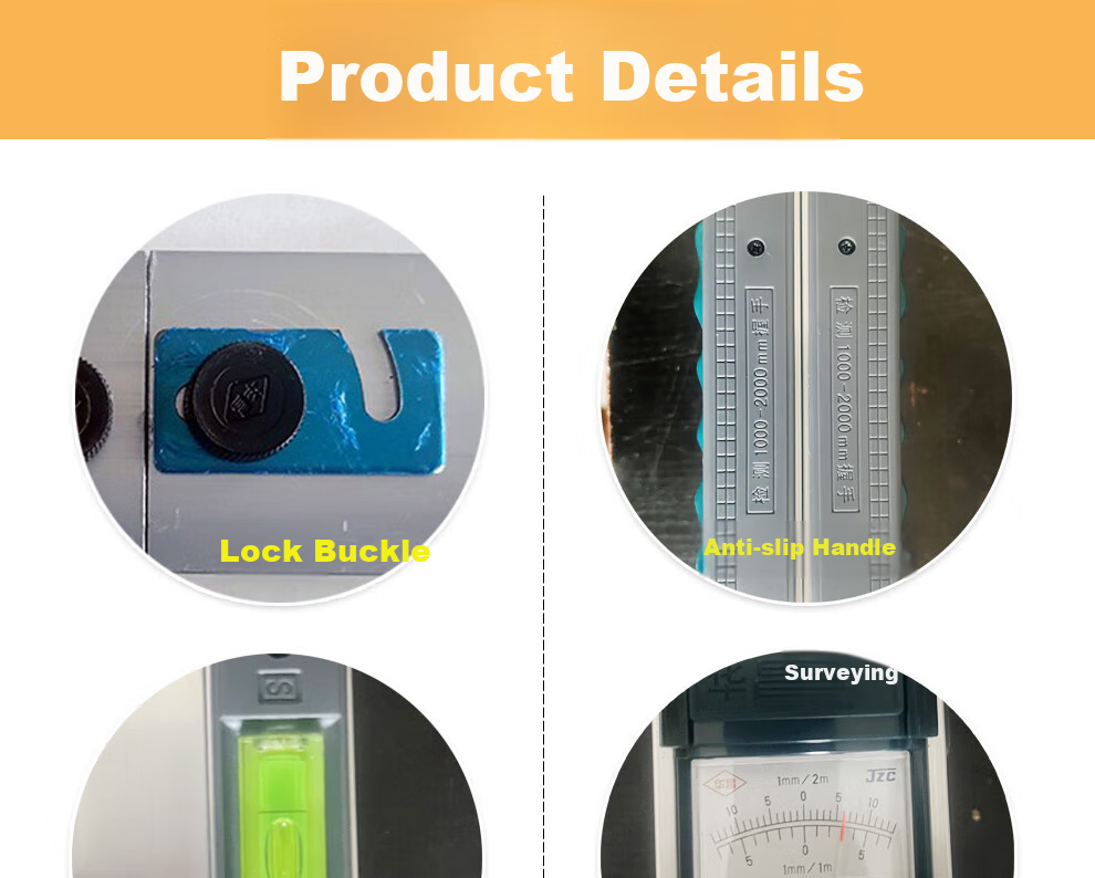 Huachang High-Precision Aluminum Alloy Straightedge, 2 Meters Long, Vertical Inspection Multi-Functional Level, Engineering Acceptance Tool for House Inspectio 5