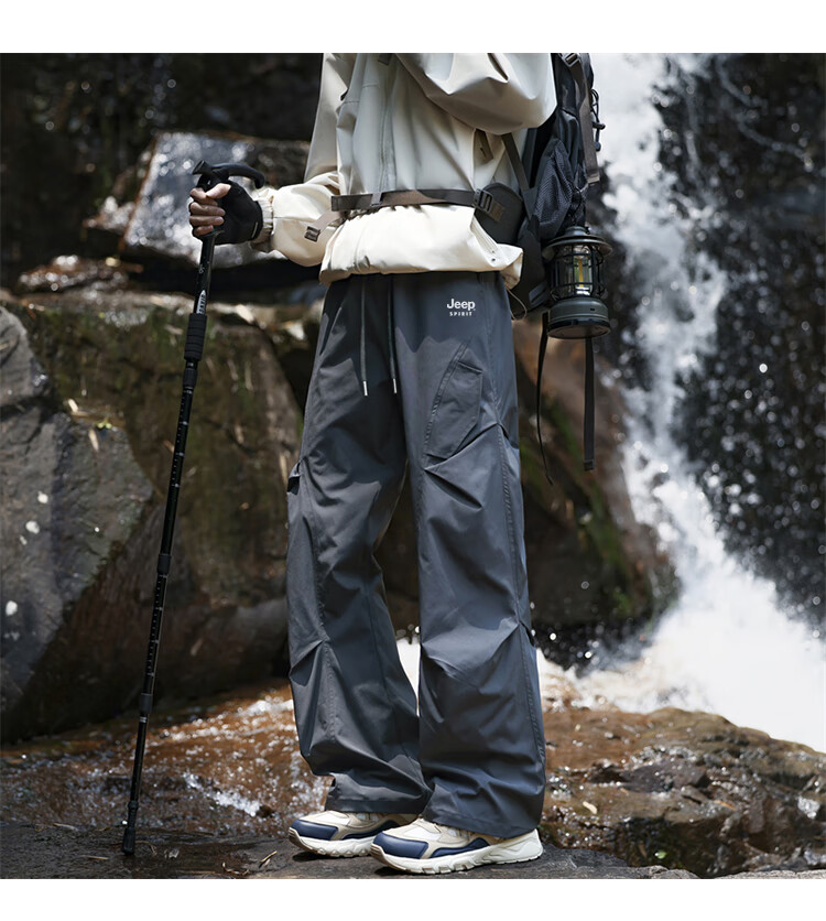 JEEP Men's Outdoor Functional Cargo Casual Pants Spring Tactical Sports Pants Black XL 8