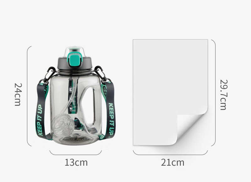 Fuguang Large Capacity Plastic Cup Water Bottle with Scale, Straw, for Sports And Outdoor Activities, 1700ML 4