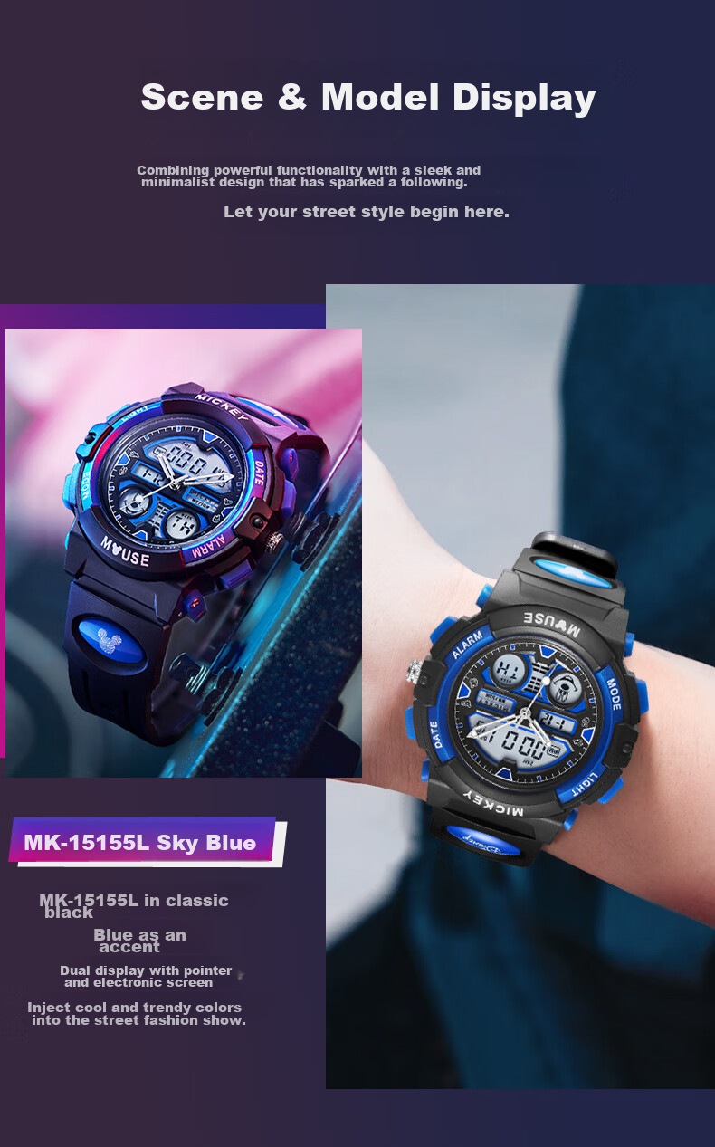 Disney Mickey Mouse Collaboration Exam-Specific Waterproof Sports Watch for Middle And High School Students, Children's Electronic Watch Only for Time Measurement 13