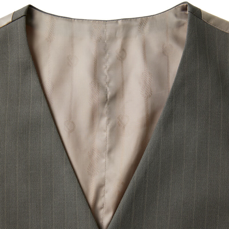 VICUTU Men's Suit Vest, Business Casual Slim-Fit Waistcoat, Khaki Striped, 185/104B