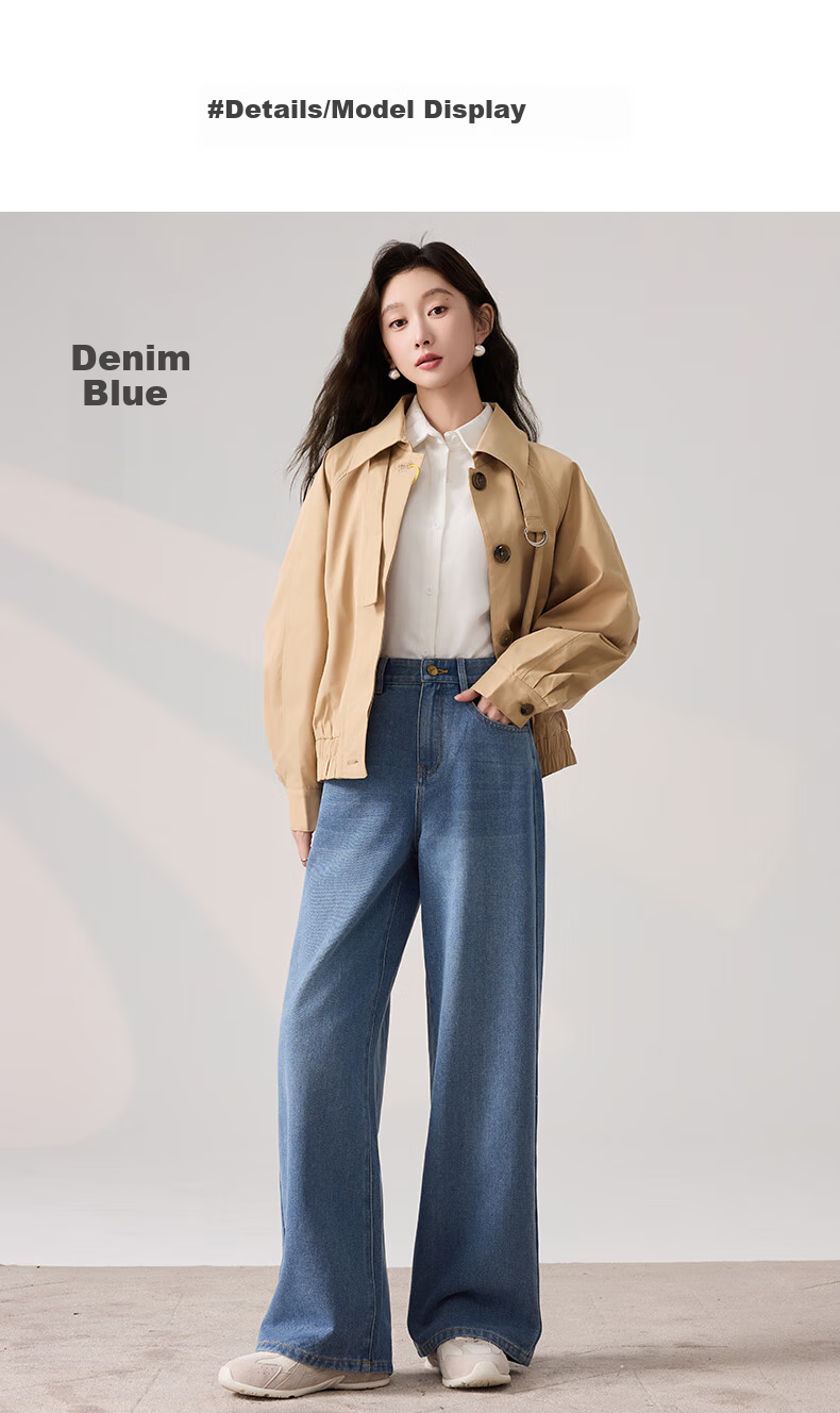 LangSha [New Retro Moisture-Wicking] High-Waisted Wide-Leg Jeans for Women, Spring And Autumn Loose-Fitting Straight-Leg Floor-Length Pants for Wome 5