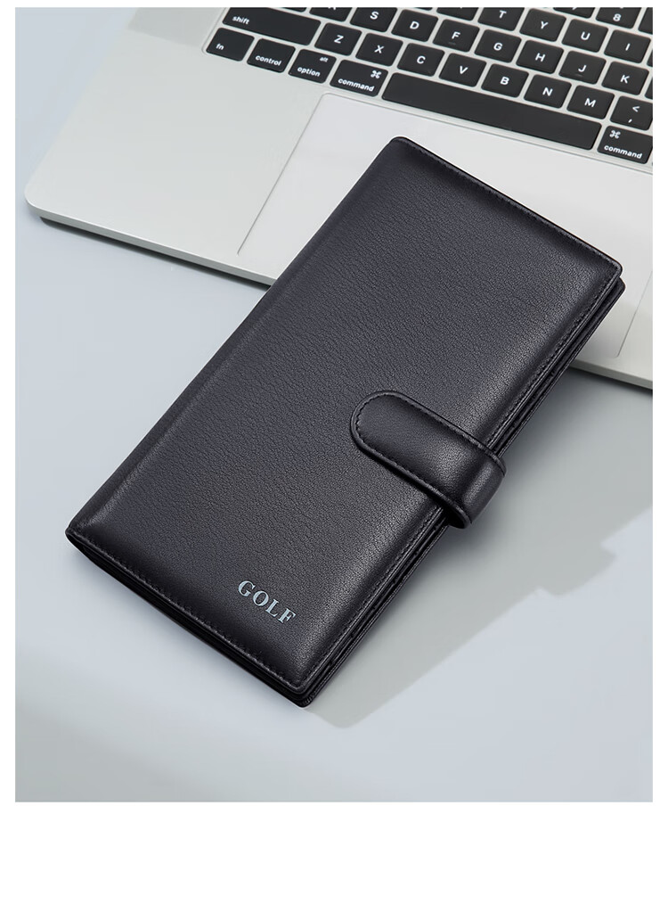 GOLF Card Holder for Men, Top-Grain Leather, Multi-Slot Large Capacity, Bank Card Pouch, Anti-Theft Long Wallet, ID Holder, Business Money Clip, 5V718394J Black 8