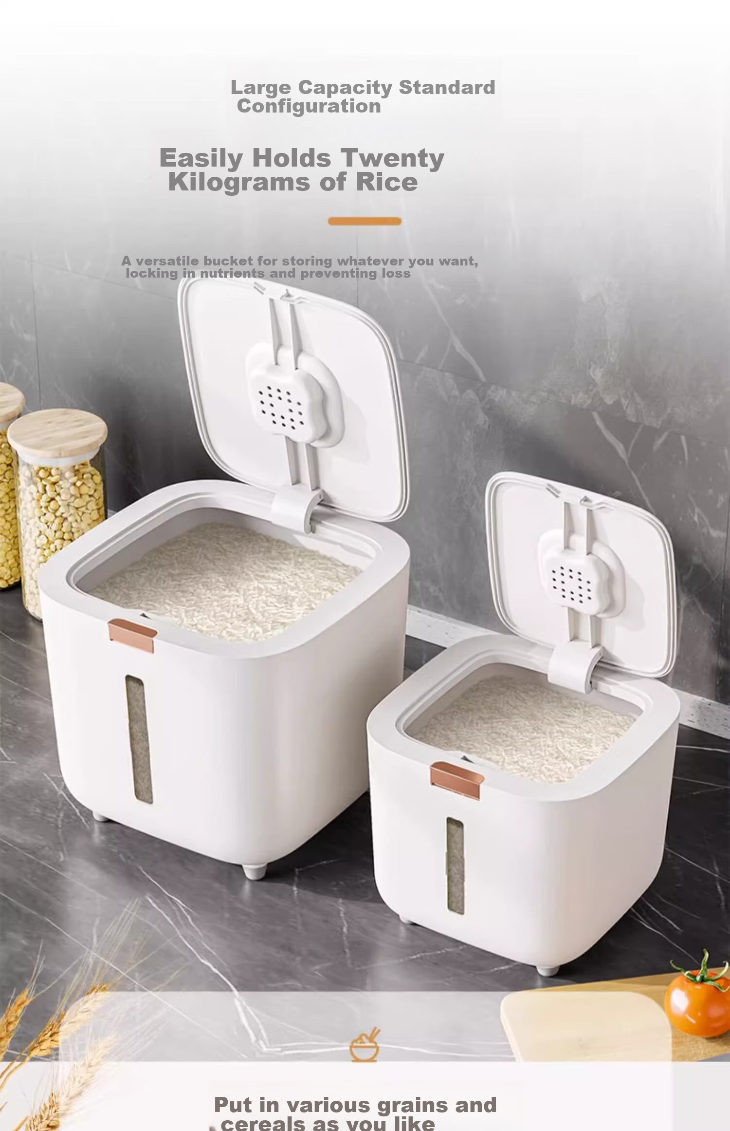 Jiadu Rice Container, Insect-Proof And Moisture-Proof Sealed Household Rice Storage Bin, Food-Grade Rice Storage Box, Flour Storage Jar 8