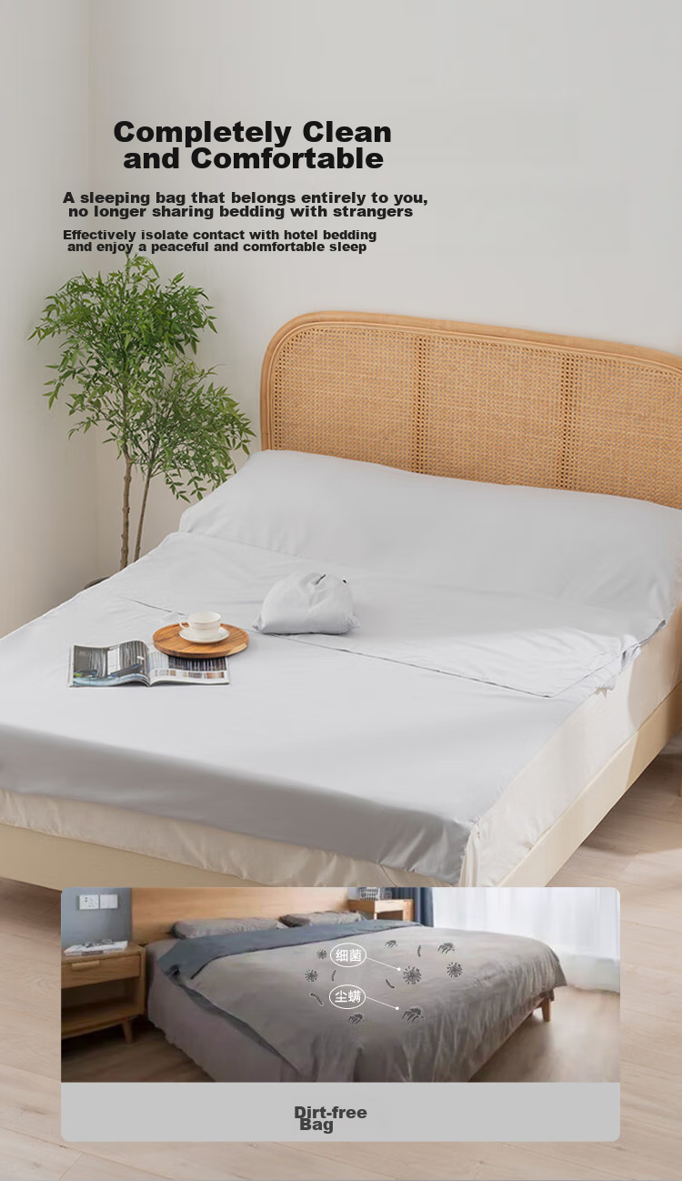 JD Original Skin-Friendly Protective Sleeping Bag for Travel, Hotel Stays, Business Trips, Convenient Non-Disposable Anti-Dirt Bed Sheet And Duvet Cover for Single Person 75cm 3