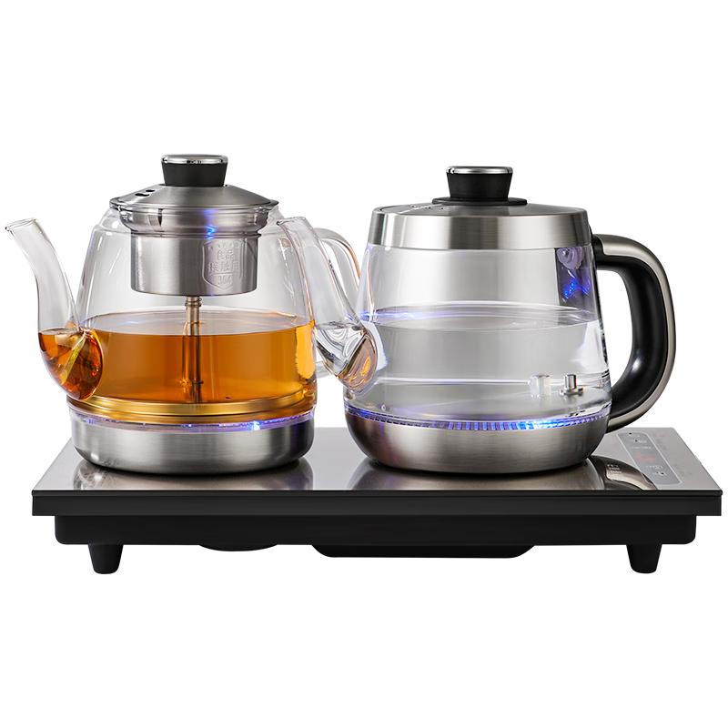 Biooner Fully Automatic Electric Kettle with Water Dispenser, Tea Maker, And Tea Table All-In for Home And Office Use, Integrated Tea Set XT-S07 Silver-Gray Three-Piece Set 1L