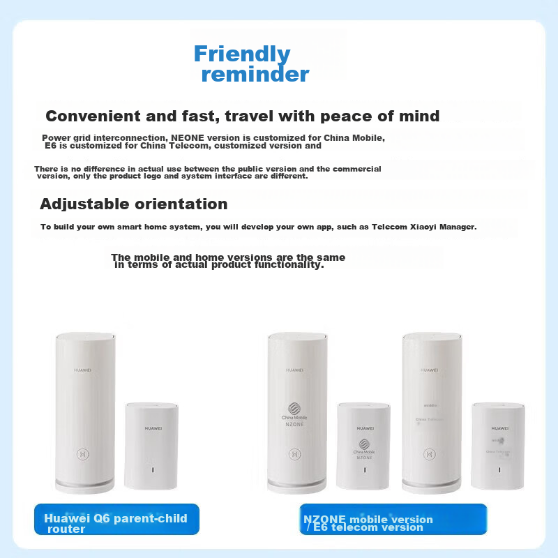 HUAWEI Q6 Telecom Version Lingxiao Parent-Child Router, WiFi 6+, Gigabit Port, 5G Home And Enterprise Villa-Grade Wireless Powerline Mesh E6 Parent-Child Set, All-Network Compatible 1