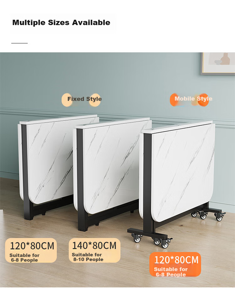 KULIN Folding Dining Table, Compact Size, Mobile Eating Table, Multi-Functional Extendable Ultra-Thin Square Table for Home Use, White, 1.2 Meters 12
